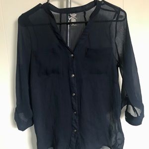 COPY - Sheer Navy Button Down